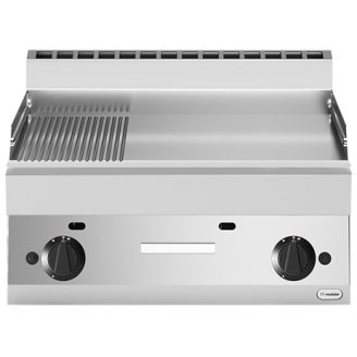 Modular Fun 650 700 mm gas bakplaat glad-geribbeld chroom aardgas
