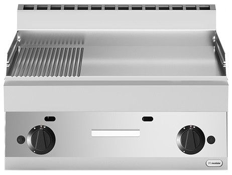 Modular Fun 650 700 mm gas bakplaat glad-geribbeld chroom aardgas