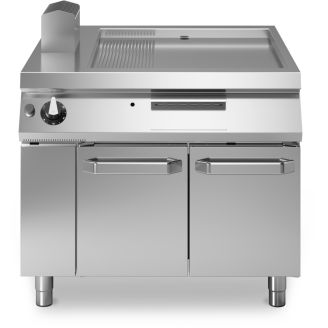Modular Roc 1100 1000 mm gas bakplaat 2/3 glad 1/3 ribbel chroom deur