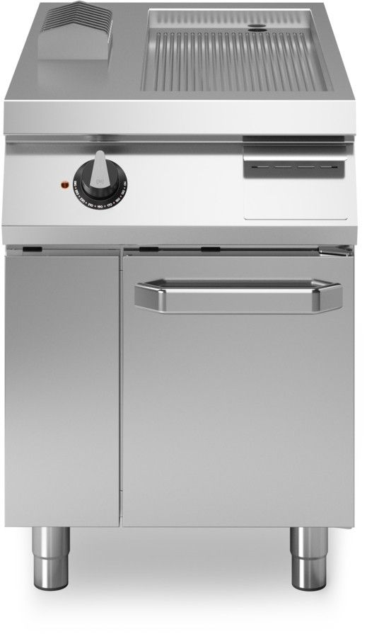 Modular Roc 1100 600 mm elektrische bakplaat geribbeld chroom met deur