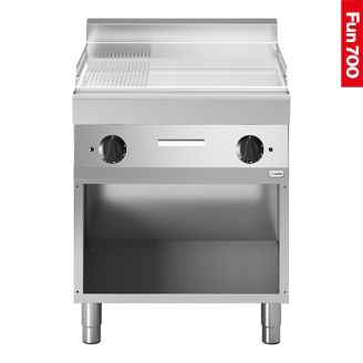 Modular Fun 700 elektrische bakplaat 700 mm glad-geribbeld chroom