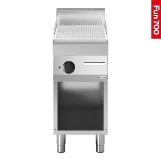 Modular Fun 700 elektrische bakplaat 400 mm geribbeld chroom open