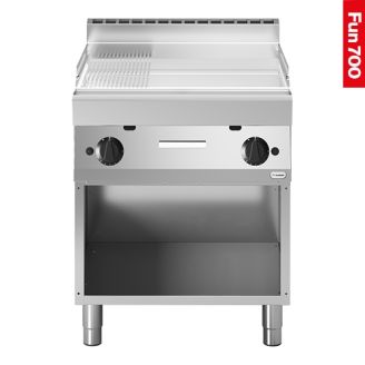 Modular Fun 700 gas bakplaat 700 mm 2/3 glad 1/3 ribbel chroom aardgas
