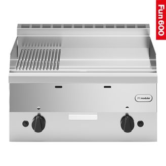 Modular Fun 600 600 mm gas bakplaat glad-geribbeld chroom aardgas