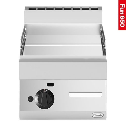Modular Fun 650 400 mm gas bakplaat glad chroom aardgas