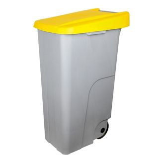 Afvalcontainer - verrijdbaar - 600092, geel - 110 liter, afm. 420x570x880 mm. (bxdxh)