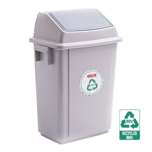 Afvalbak met tuimeldeksel 50 liter wit