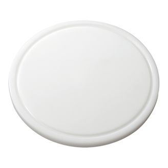 Snijplank polyethyleen rond diam. 300 mm met geul - wit