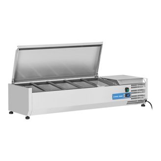 Coolhead opzetkoelvitrine - 5x 1/4 GN - RVS klapdeksel