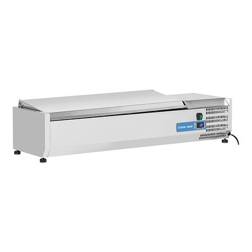 Coolhead opzetkoelvitrine - 5x 1/4 GN - RVS klapdeksel