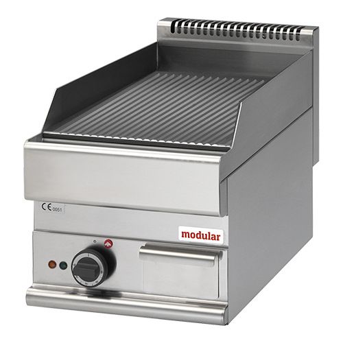 Modular 650 Elektrisch bakplaat - topunit, geribbeld plaat