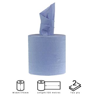Jantex centrefeed 2-laags handdoekrollen blauw 120m (6 stuks)